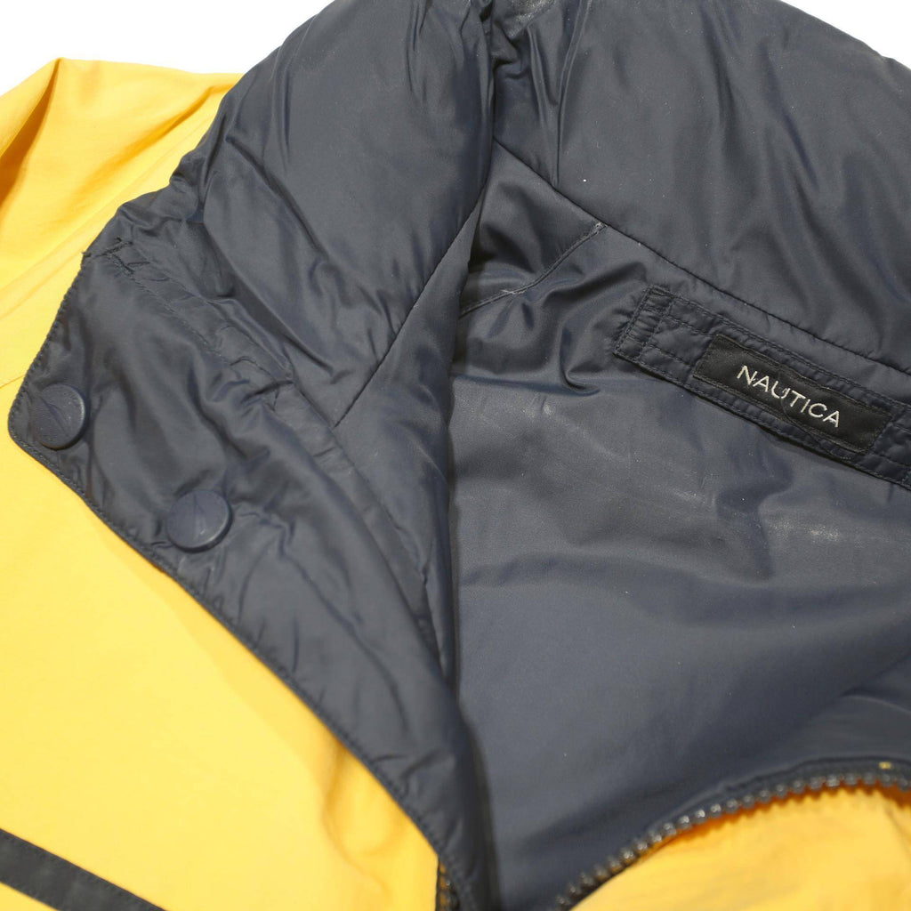 NAUTICA Mens Yellow & Navy Lightweight Zip Jacket L Polyester Blend Shell Casual