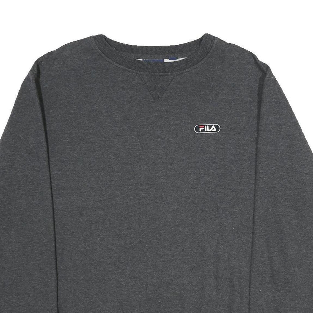 FILA Mens Grey Crew Neck XL Cotton Blend Logo Sweatshirt Pullover Classic Style