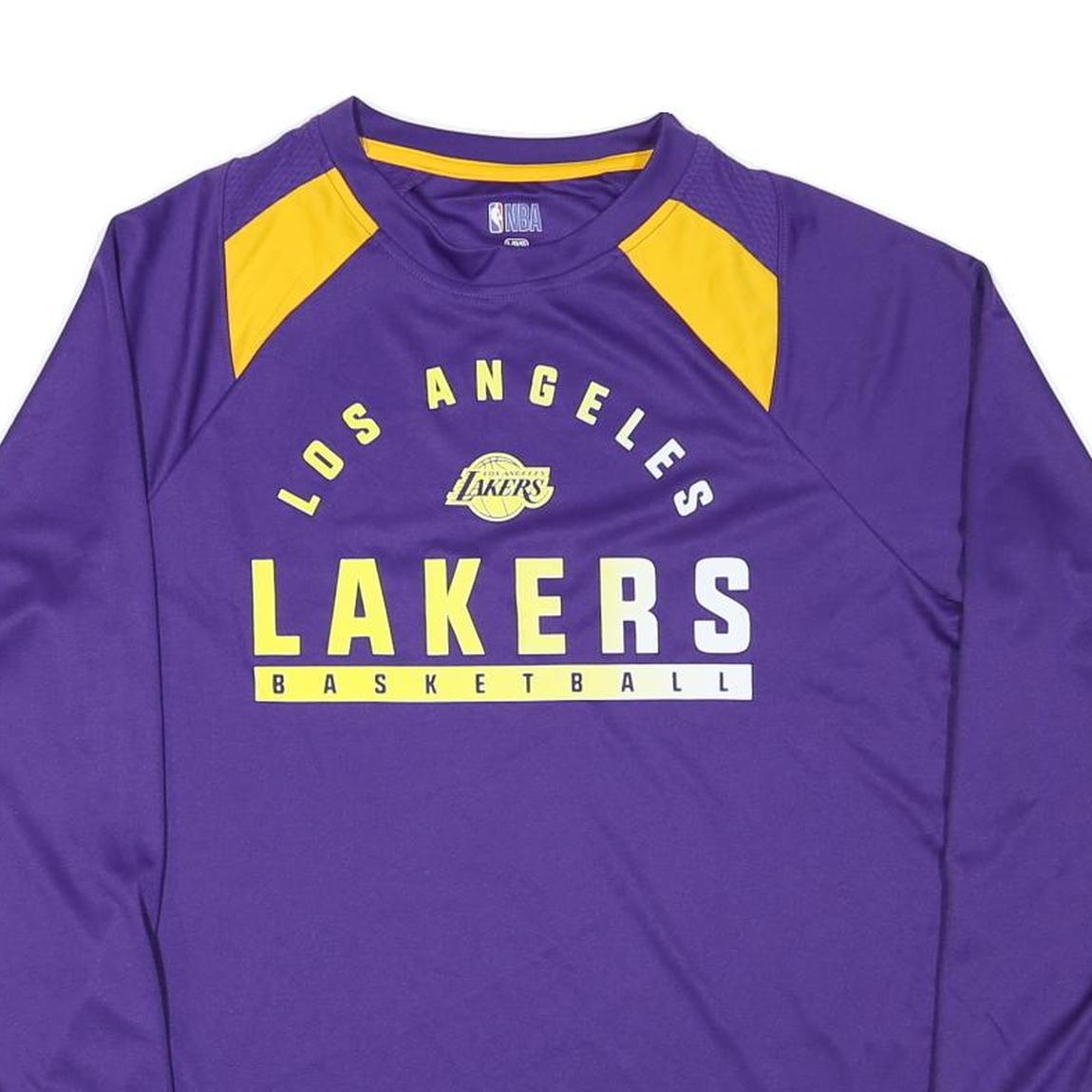 NBA Mens Purple & Yellow Los Angeles Lakers Long Sleeve Crew Neck Graphic