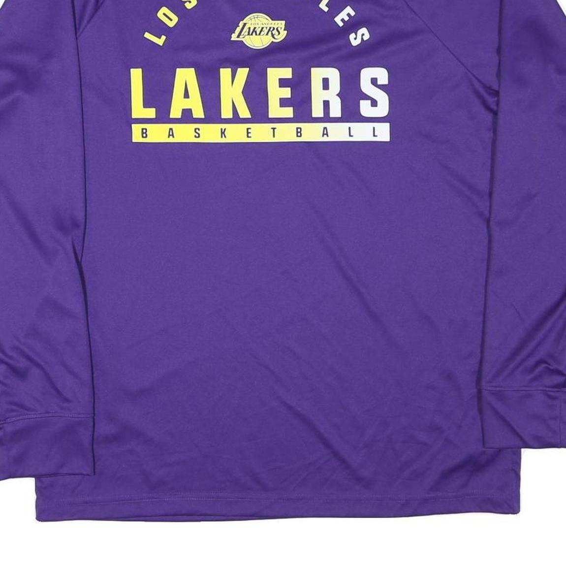 NBA Mens Purple & Yellow Los Angeles Lakers Long Sleeve Crew Neck Graphic