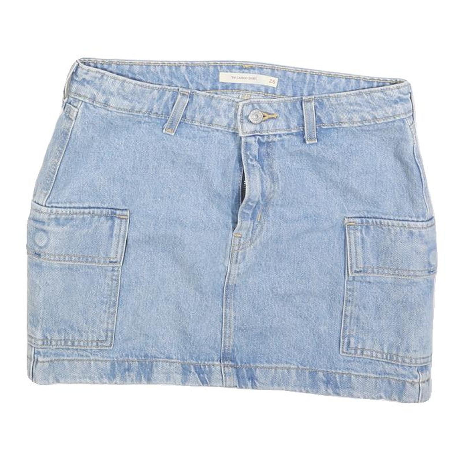 LEVI'S Womens Blue Denim Cargo Mini Skirt Cotton Blend Size S Casual Everyday
