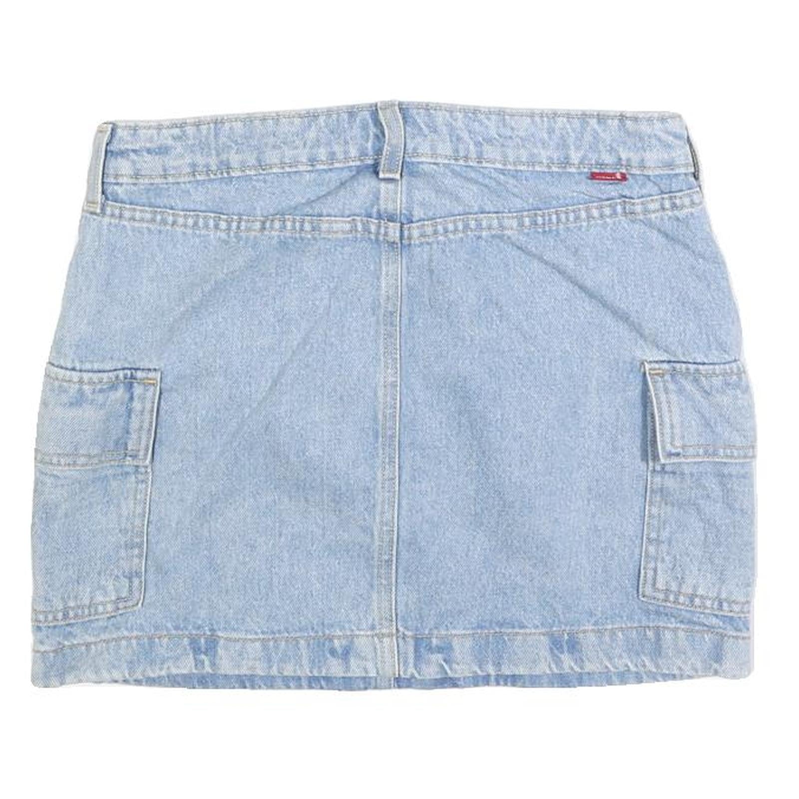 LEVI'S Womens Blue Denim Cargo Mini Skirt Cotton Blend Size S Casual Everyday