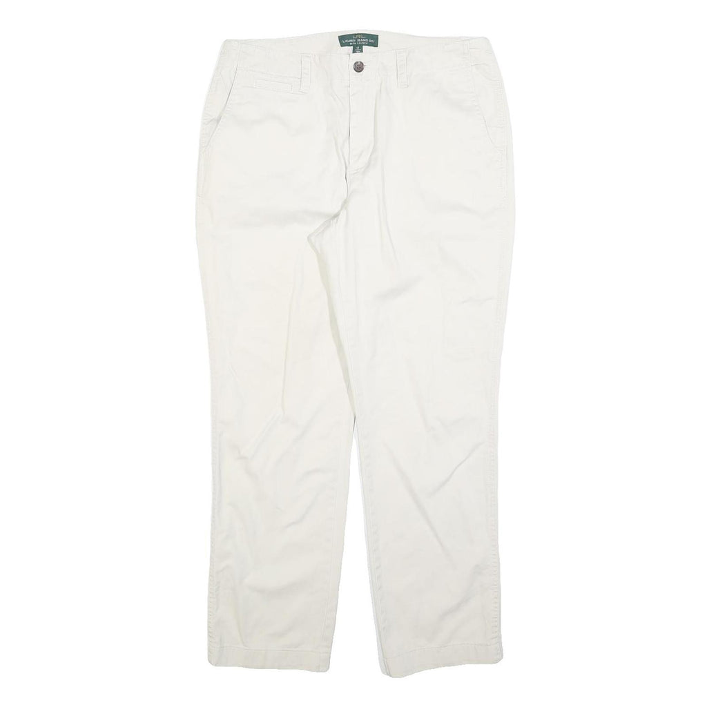 LAUREN RALPH LAUREN Womens Cotton Blend White Regular Straight Trousers W34 L30