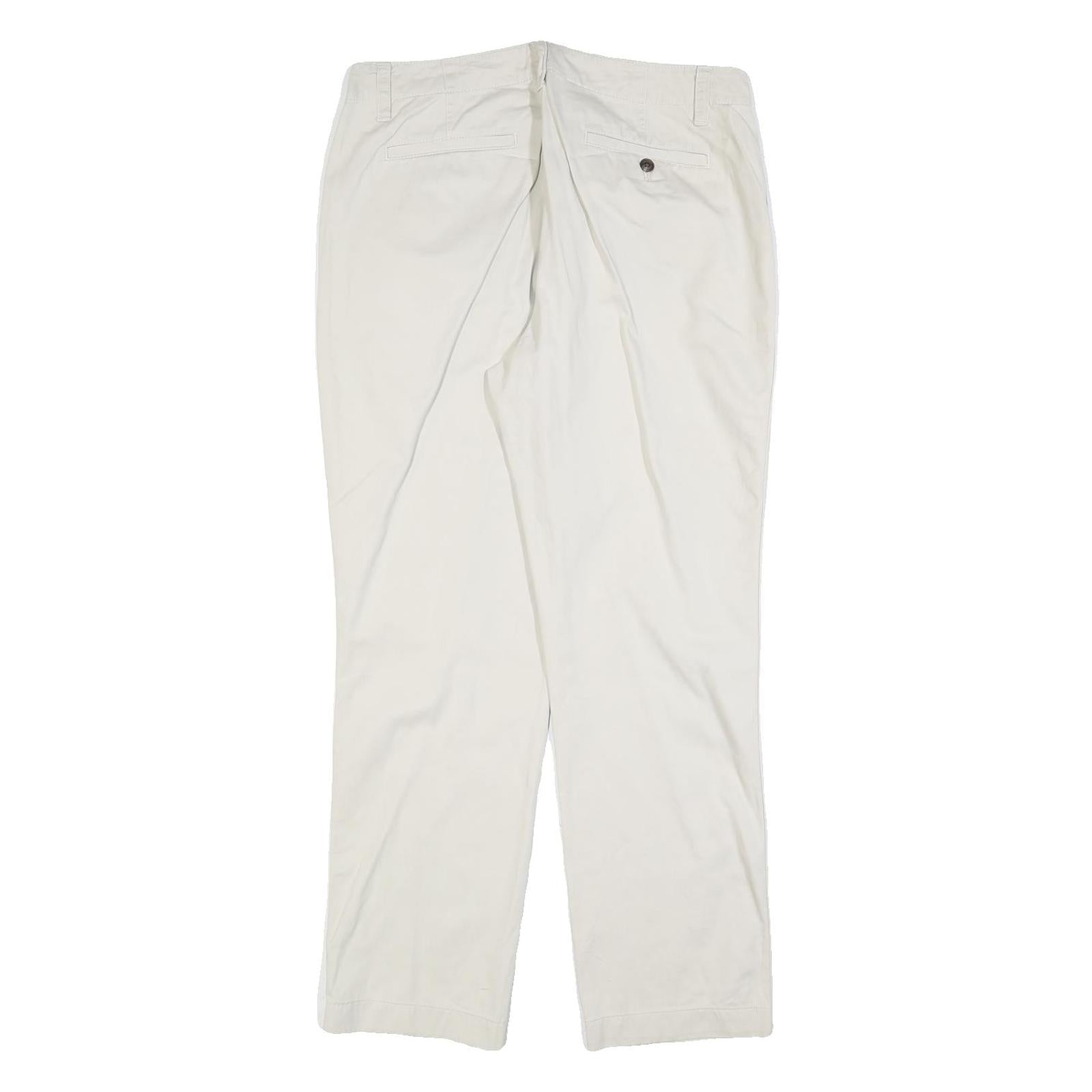 LAUREN RALPH LAUREN Womens Cotton Blend White Regular Straight Trousers W34 L30