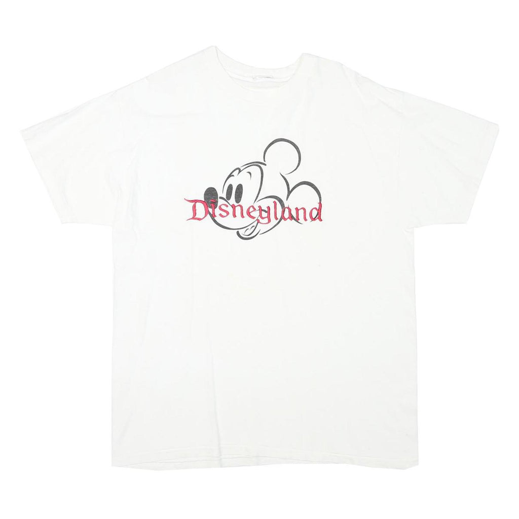 DISNEY Mens White Graphic T-Shirt L Short Sleeve Crew Neck Disneyland