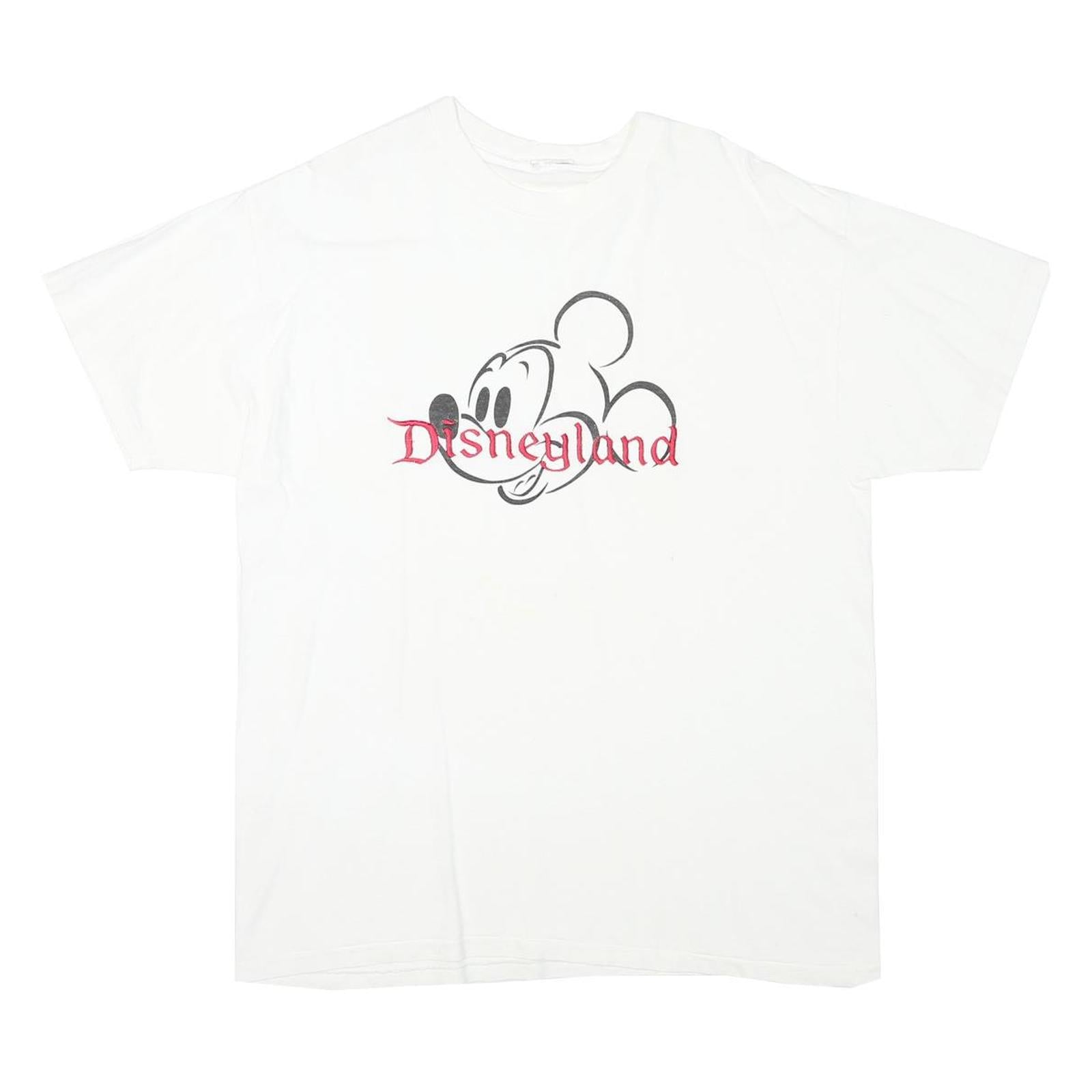 DISNEY Mens White Graphic T-Shirt L Short Sleeve Crew Neck Disneyland