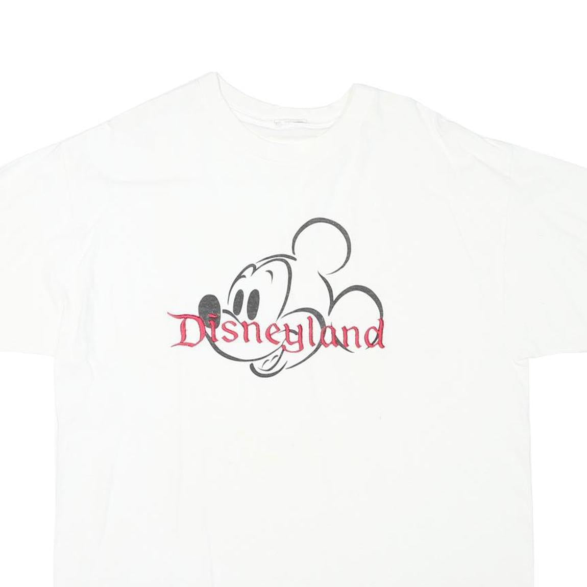 DISNEY Mens White Graphic T-Shirt L Short Sleeve Crew Neck Disneyland
