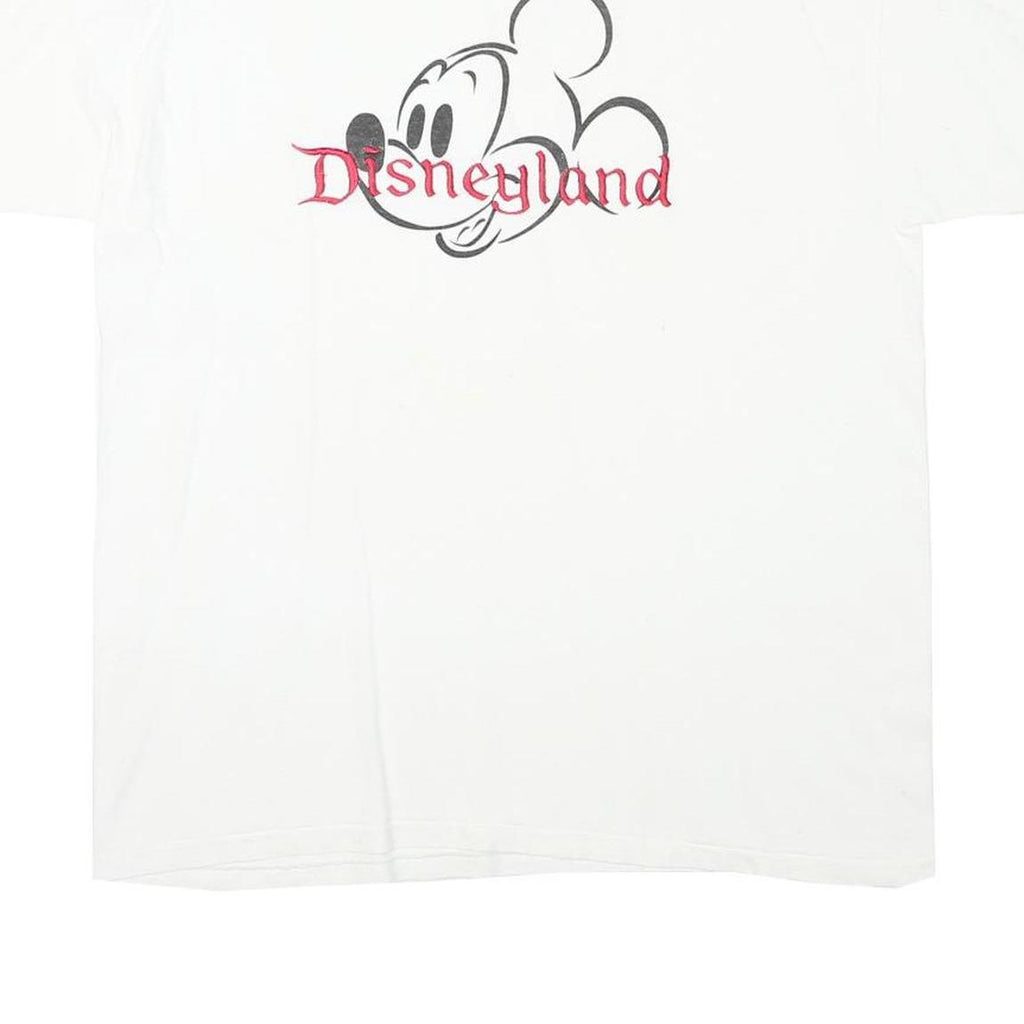 DISNEY Mens White Graphic T-Shirt L Short Sleeve Crew Neck Disneyland