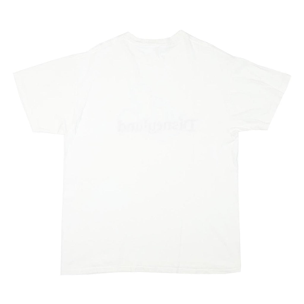 DISNEY Mens White Graphic T-Shirt L Short Sleeve Crew Neck Disneyland