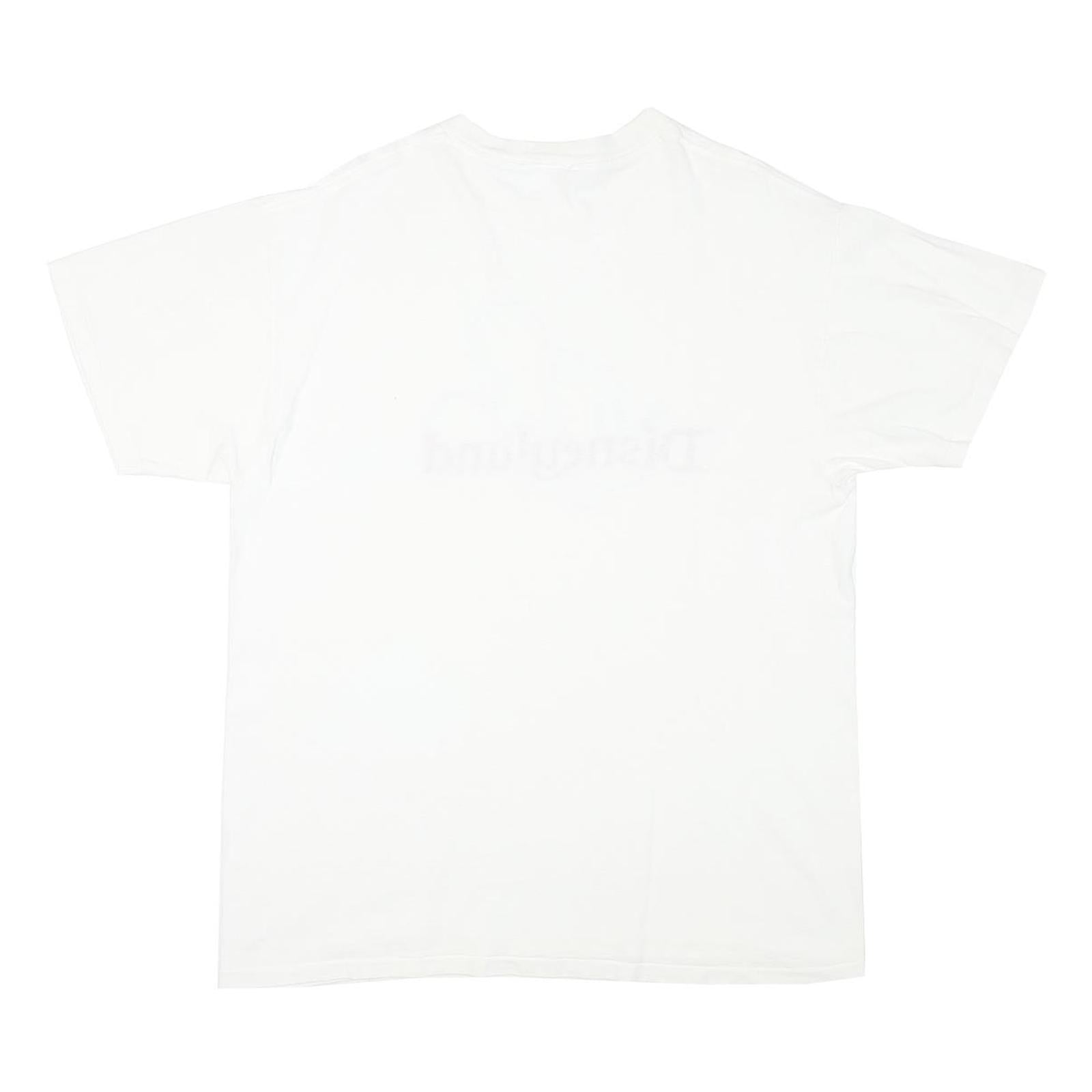 DISNEY Mens White Graphic T-Shirt L Short Sleeve Crew Neck Disneyland