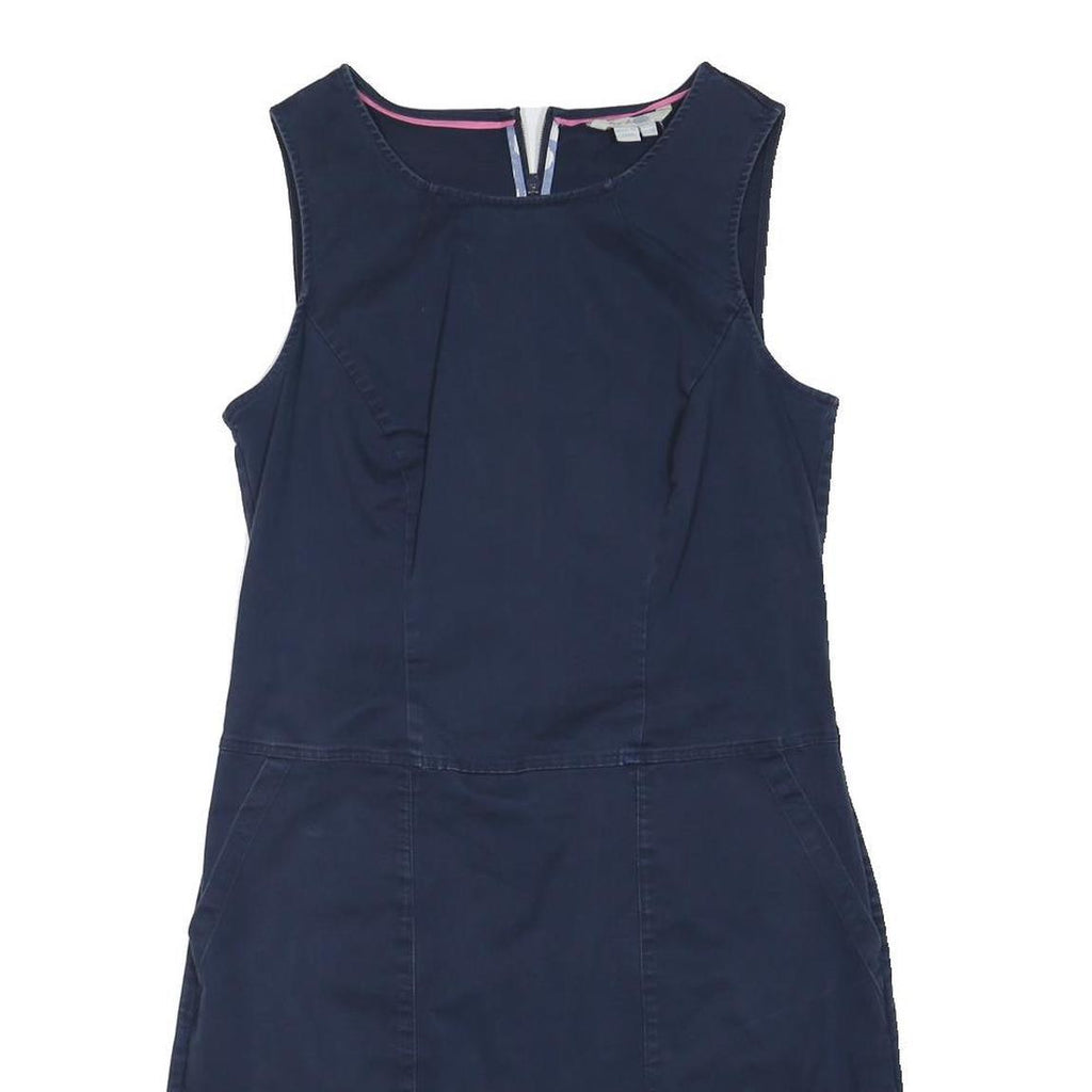 BODEN Womens Navy Blue Cotton Blend Day Dress Sleeveless M Casual Pockets Zip