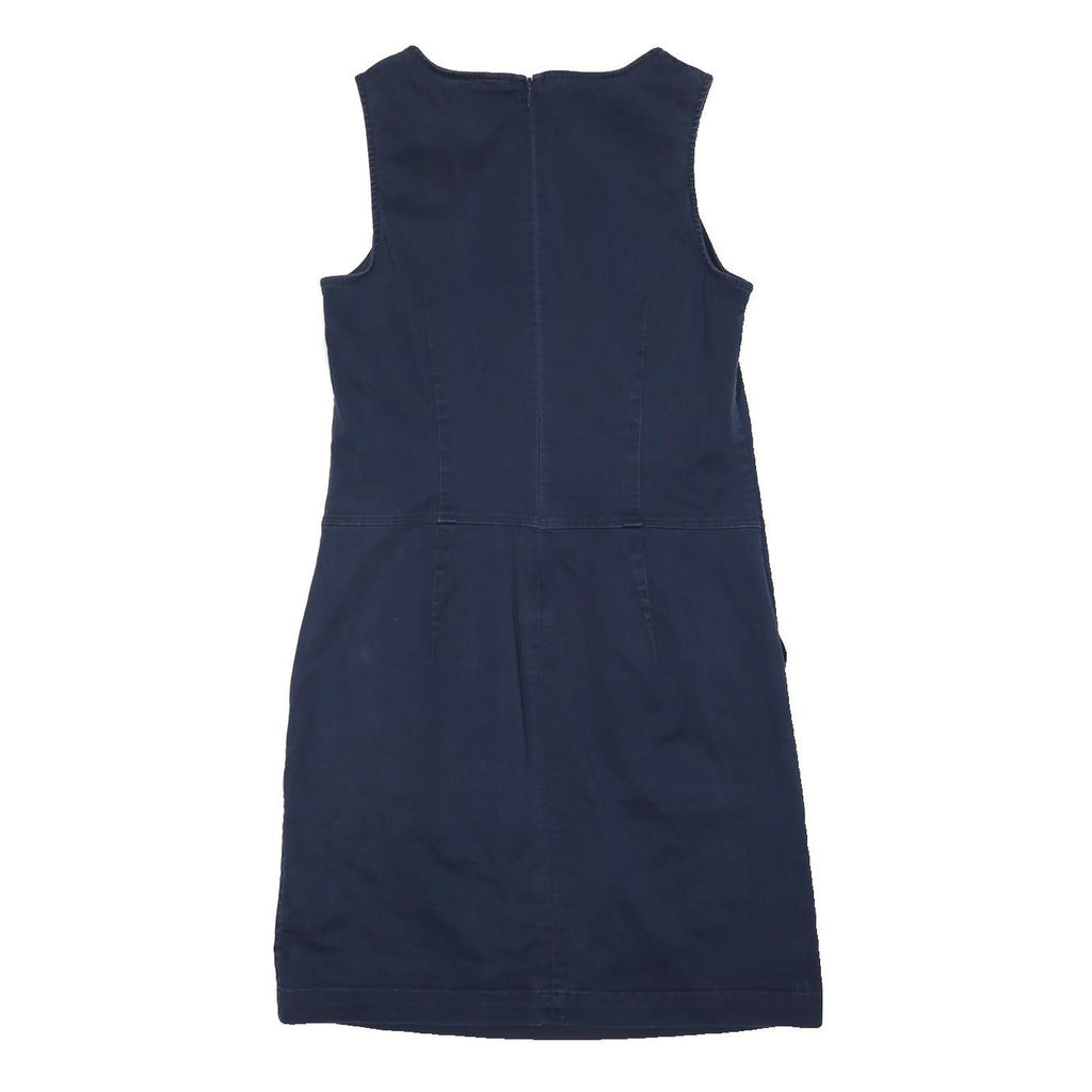 BODEN Womens Navy Blue Cotton Blend Day Dress Sleeveless M Casual Pockets Zip
