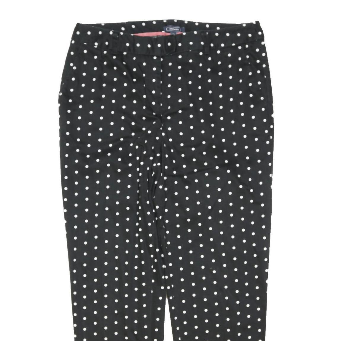 AMPHORA Womens Cotton Blend Black & White Polka Dot Regular Fit Straight