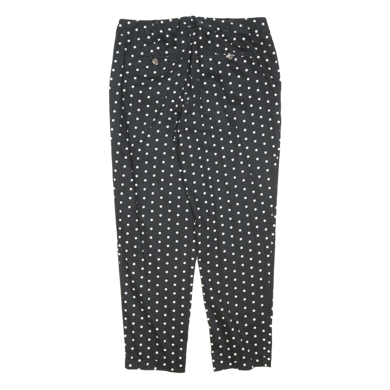 AMPHORA Womens Cotton Blend Black & White Polka Dot Regular Fit Straight