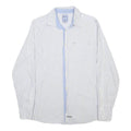 PEPE JEANS Mens White & Blue Striped Cotton Shirt S Slim Fit Casual Shirt