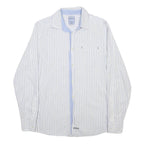 PEPE JEANS Mens White & Blue Striped Cotton Shirt S Slim Fit Casual Shirt