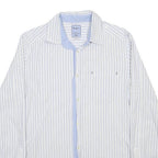 PEPE JEANS Mens White & Blue Striped Cotton Shirt S Slim Fit Casual Shirt