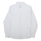 PEPE JEANS Mens White & Blue Striped Cotton Shirt S Slim Fit Casual Shirt