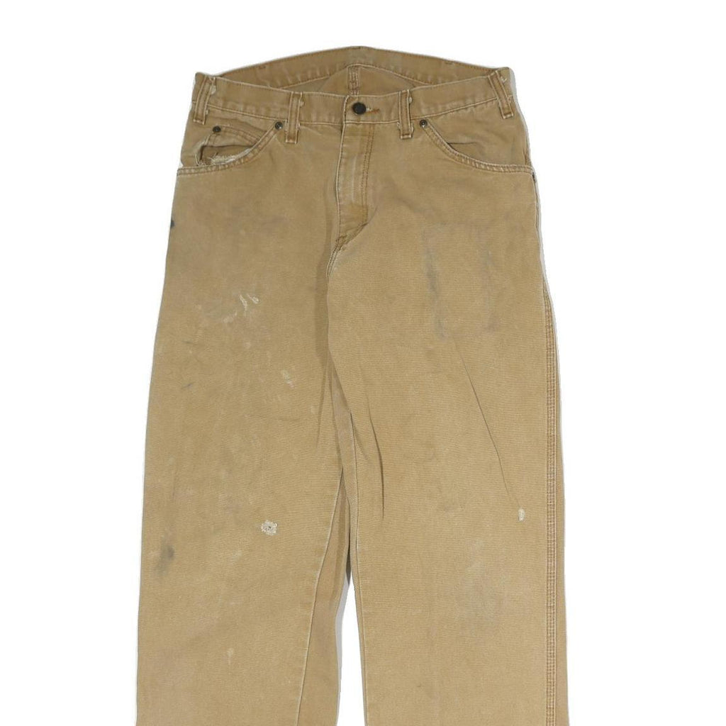 DICKIES Mens Regular Fit Workwear Beige Denim Jeans W32 L32 Durable Zip Closure