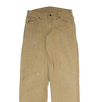 DICKIES Mens Regular Fit Workwear Beige Denim Jeans W32 L32 Durable Zip Closure
