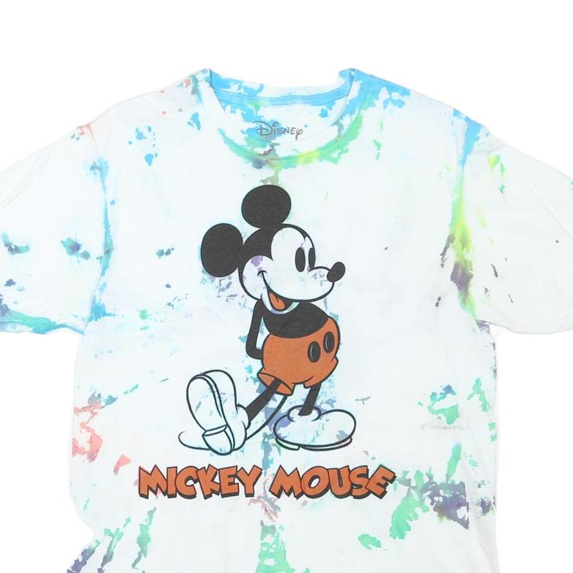 DISNEY Mens White & Multicolour Mickey Mouse Graphic T-Shirt M Short Sleeve Crew