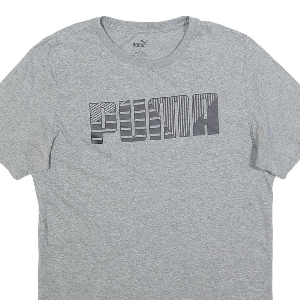 PUMA Mens Grey Graphic T-Shirt S Short Sleeve Crew Neck Sport Casual