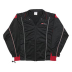 REEBOK Mens Black & Red Track Jacket S Polyester Blend Zip Athletic Casual