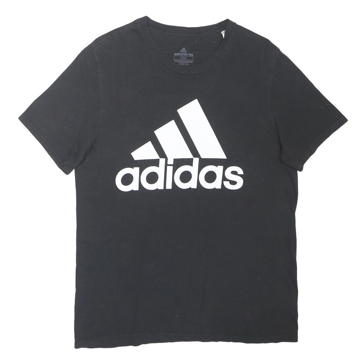 ADIDAS Mens Black Graphic T-Shirt M Short Sleeve Crew Neck Cotton Blend Casual