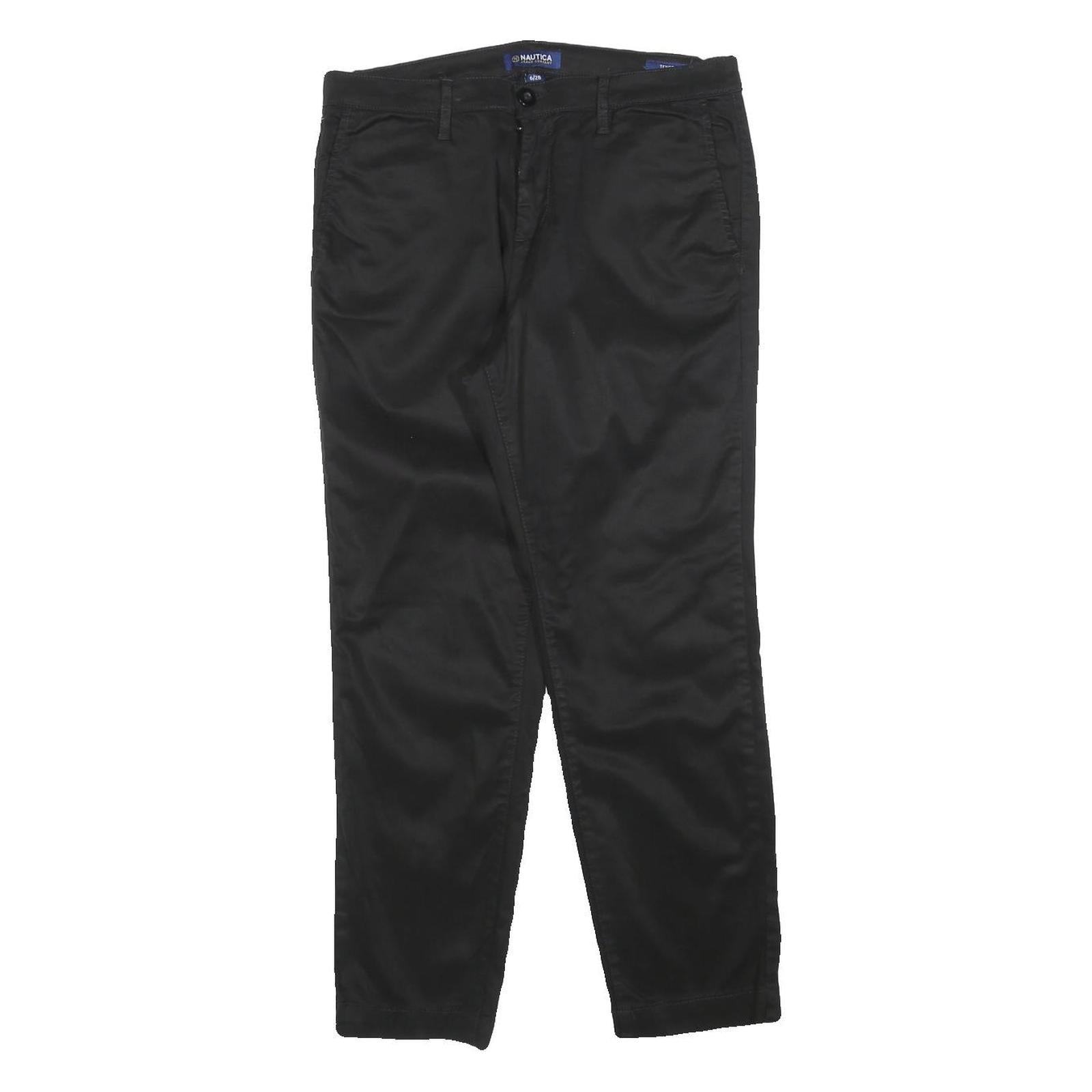 NAUTICA Womens Black Slim Fit Slim Leg Trousers W31 L26 Polyester Blend Zip