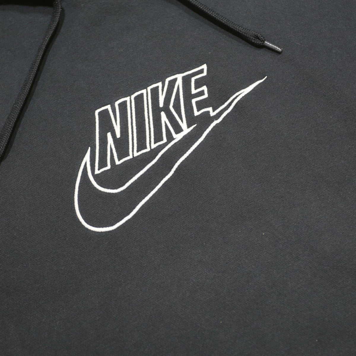 NIKE Mens Black & Cream Cotton Blend Pullover Hoodie 2XL Sportswear Sweatshirt