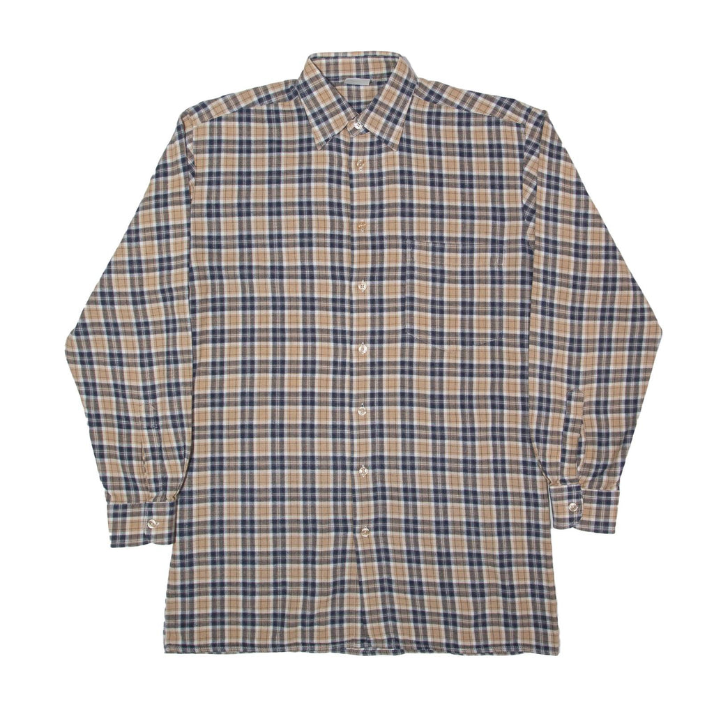 Mens Shirt Brown Check Long Sleeve M