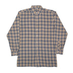 Mens Shirt Brown Check Long Sleeve M