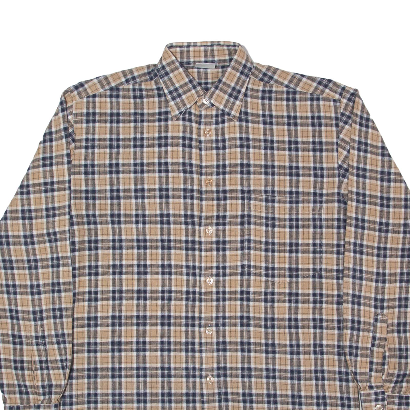 Mens Shirt Brown Check Long Sleeve M