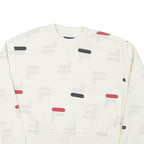 FILA Womens White & Red Crew Neck S Cotton Blend Sweatshirt Pullover