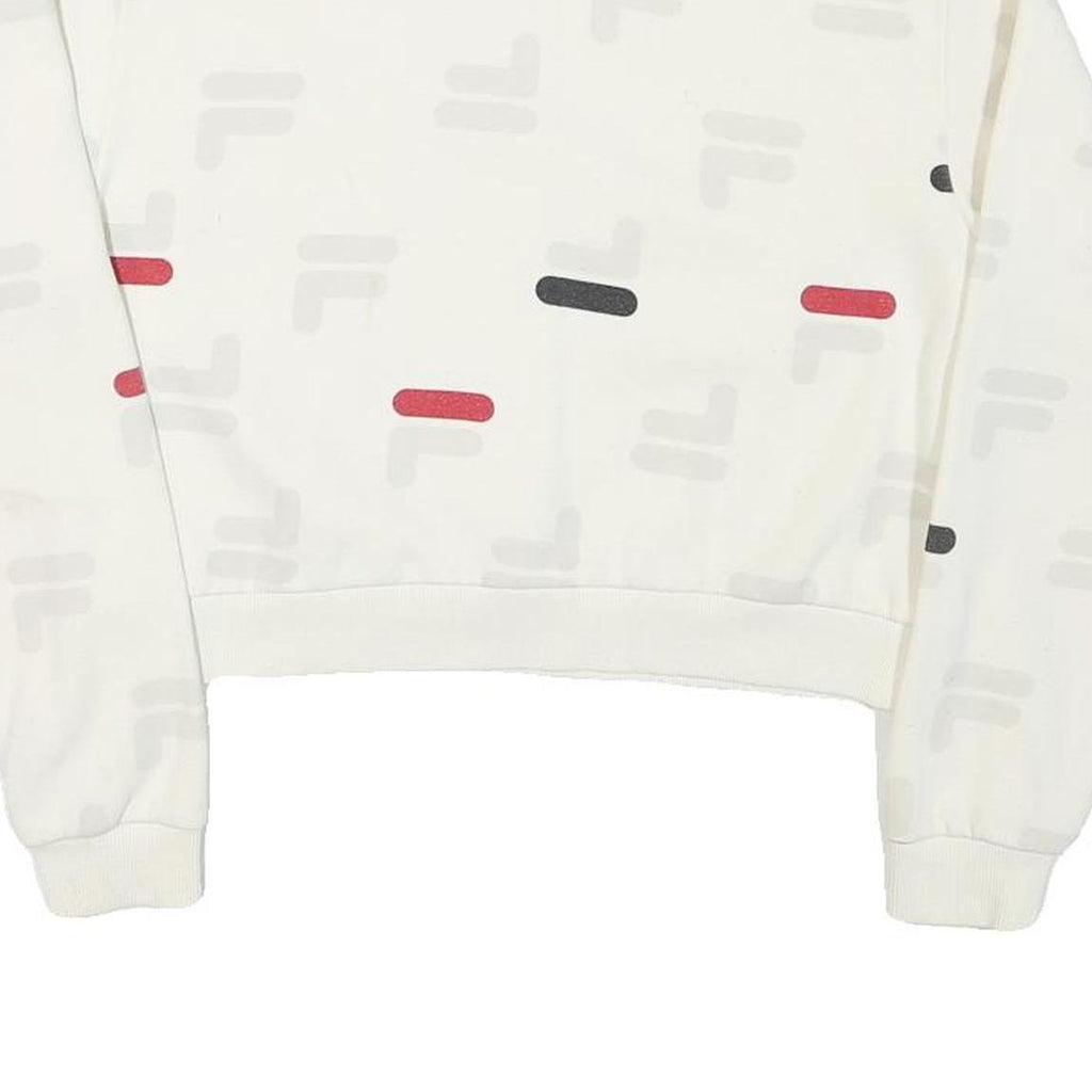 FILA Womens White & Red Crew Neck S Cotton Blend Sweatshirt Pullover