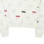 FILA Womens White & Red Crew Neck S Cotton Blend Sweatshirt Pullover