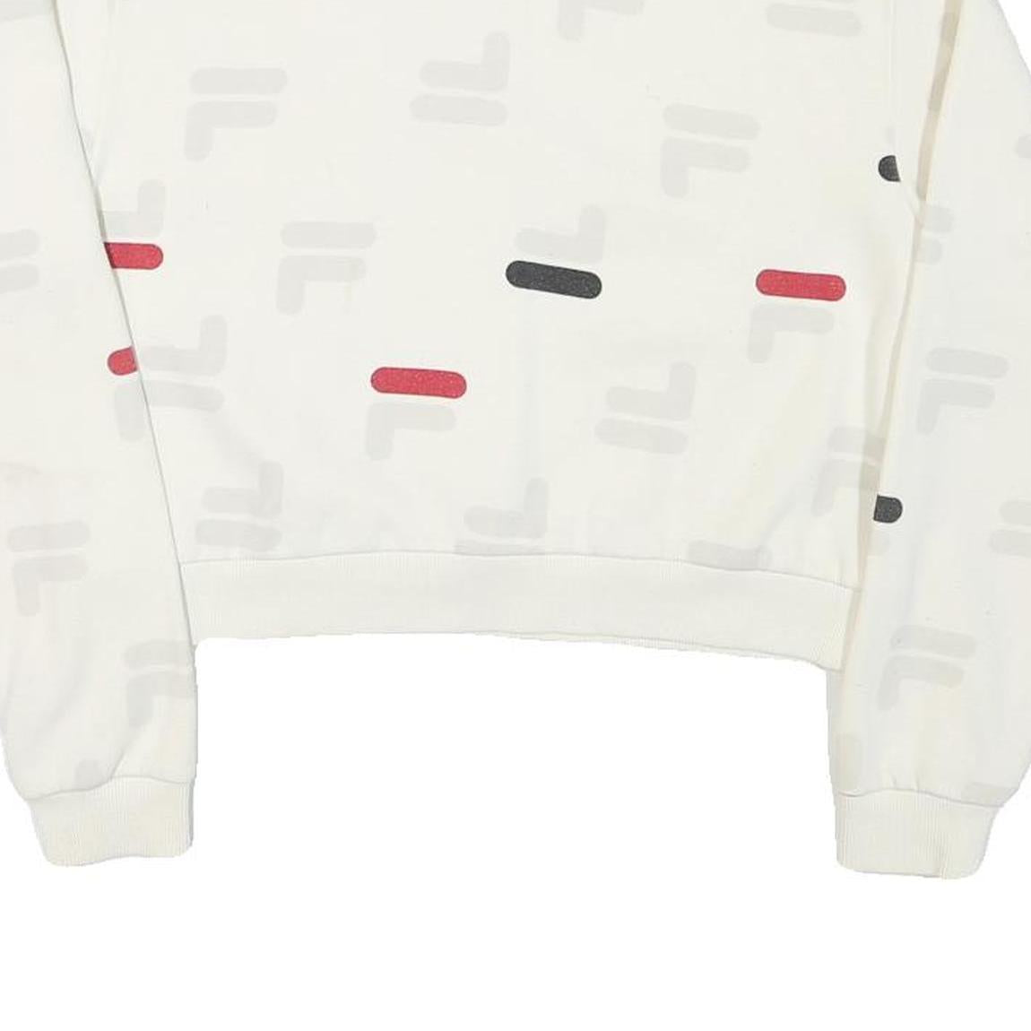 FILA Womens White & Red Crew Neck S Cotton Blend Sweatshirt Pullover