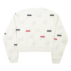 FILA Womens White & Red Crew Neck S Cotton Blend Sweatshirt Pullover