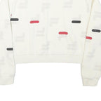 FILA Womens White & Red Crew Neck S Cotton Blend Sweatshirt Pullover