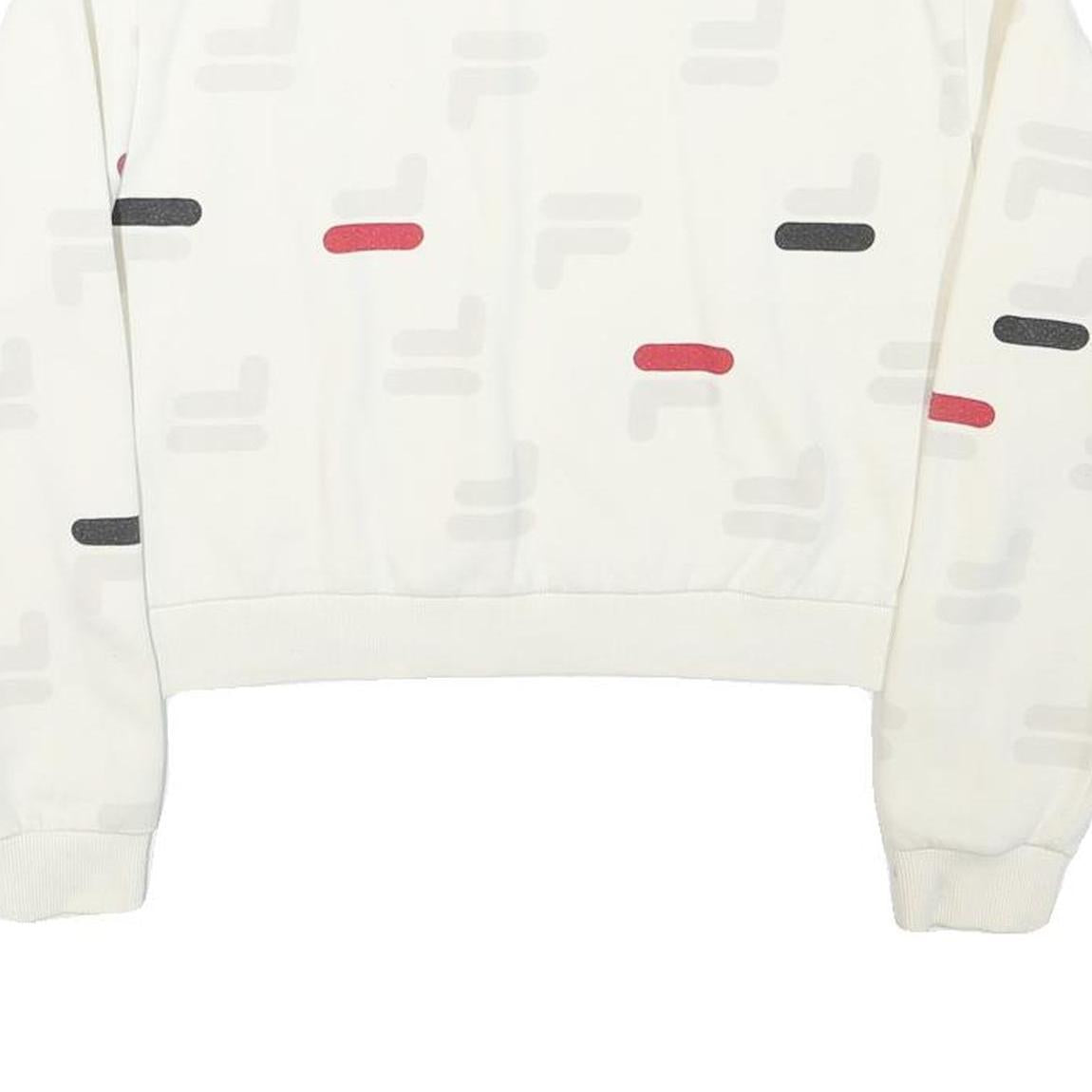 FILA Womens White & Red Crew Neck S Cotton Blend Sweatshirt Pullover