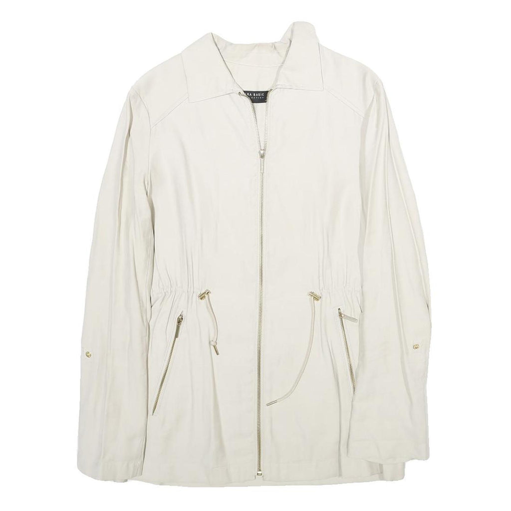 ZARA Womens White Jacket XS Viscose Blend Lightweight Zip Up Casual