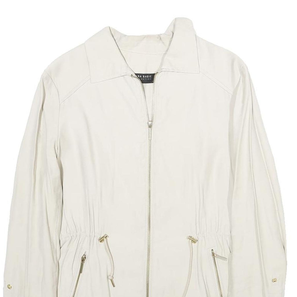 ZARA Womens White Jacket XS Viscose Blend Lightweight Zip Up Casual