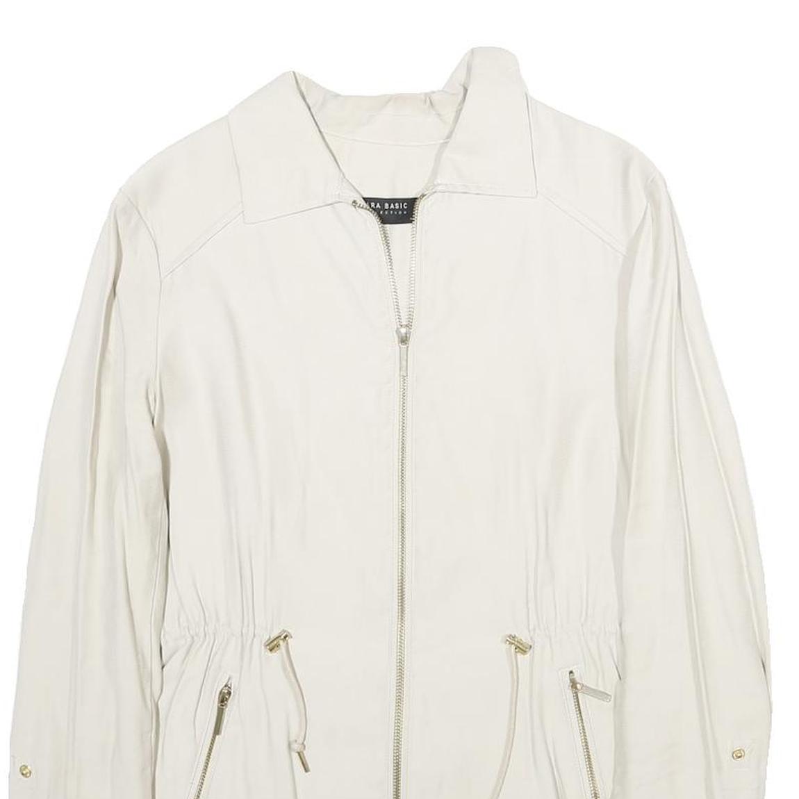 ZARA Womens White Jacket XS Viscose Blend Lightweight Zip Up Casual