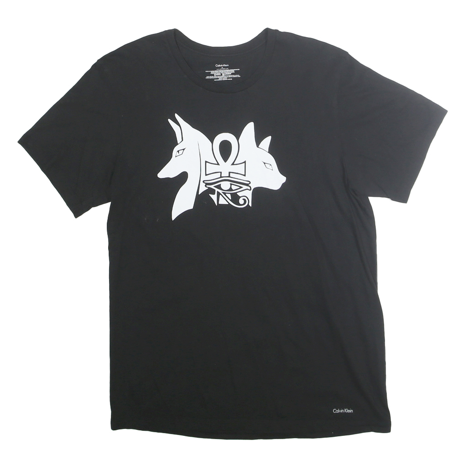 CALVIN KLEIN Mens Black Graphic T-Shirt M Short Sleeve Crew Neck Cotton