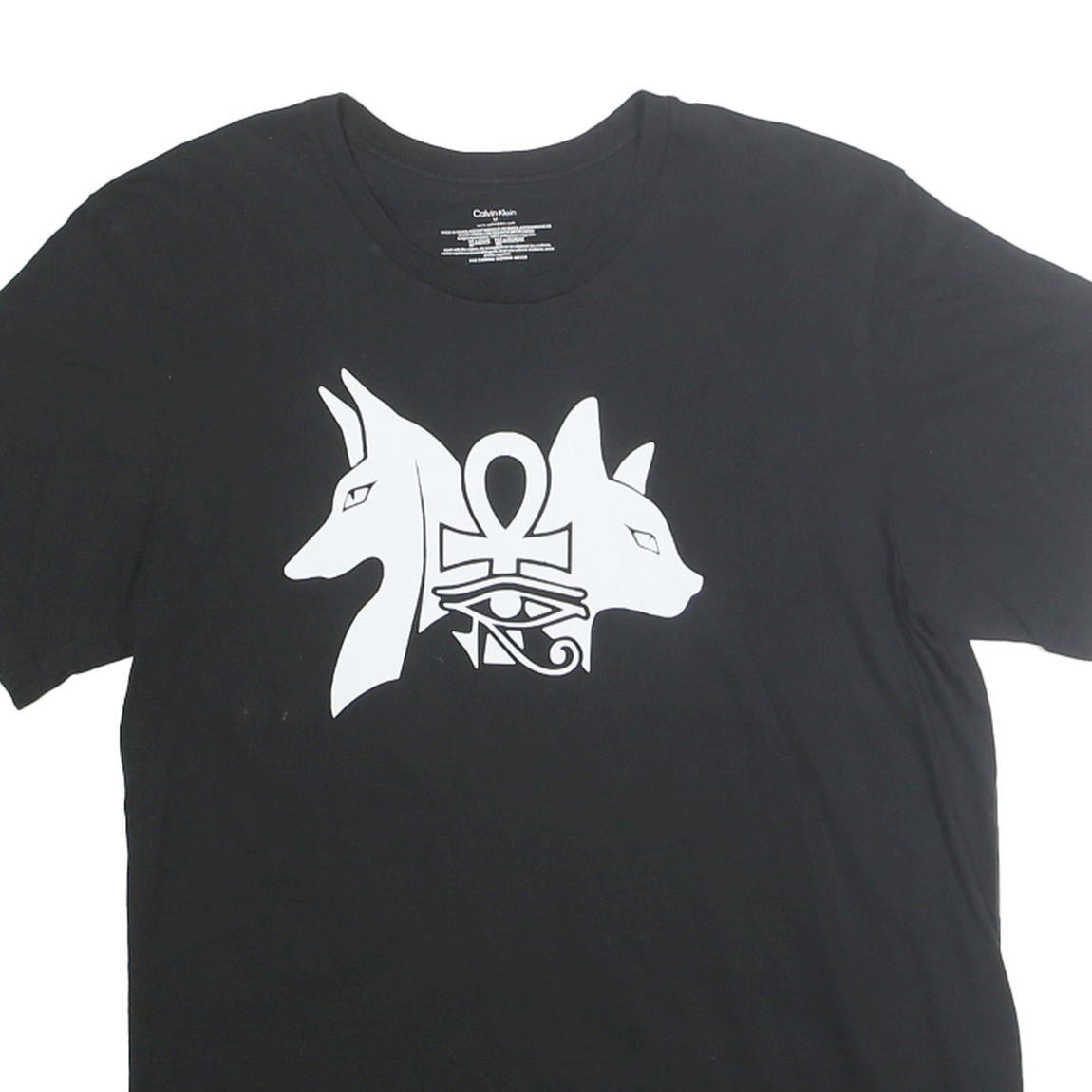 CALVIN KLEIN Mens Black Graphic T-Shirt M Short Sleeve Crew Neck Cotton