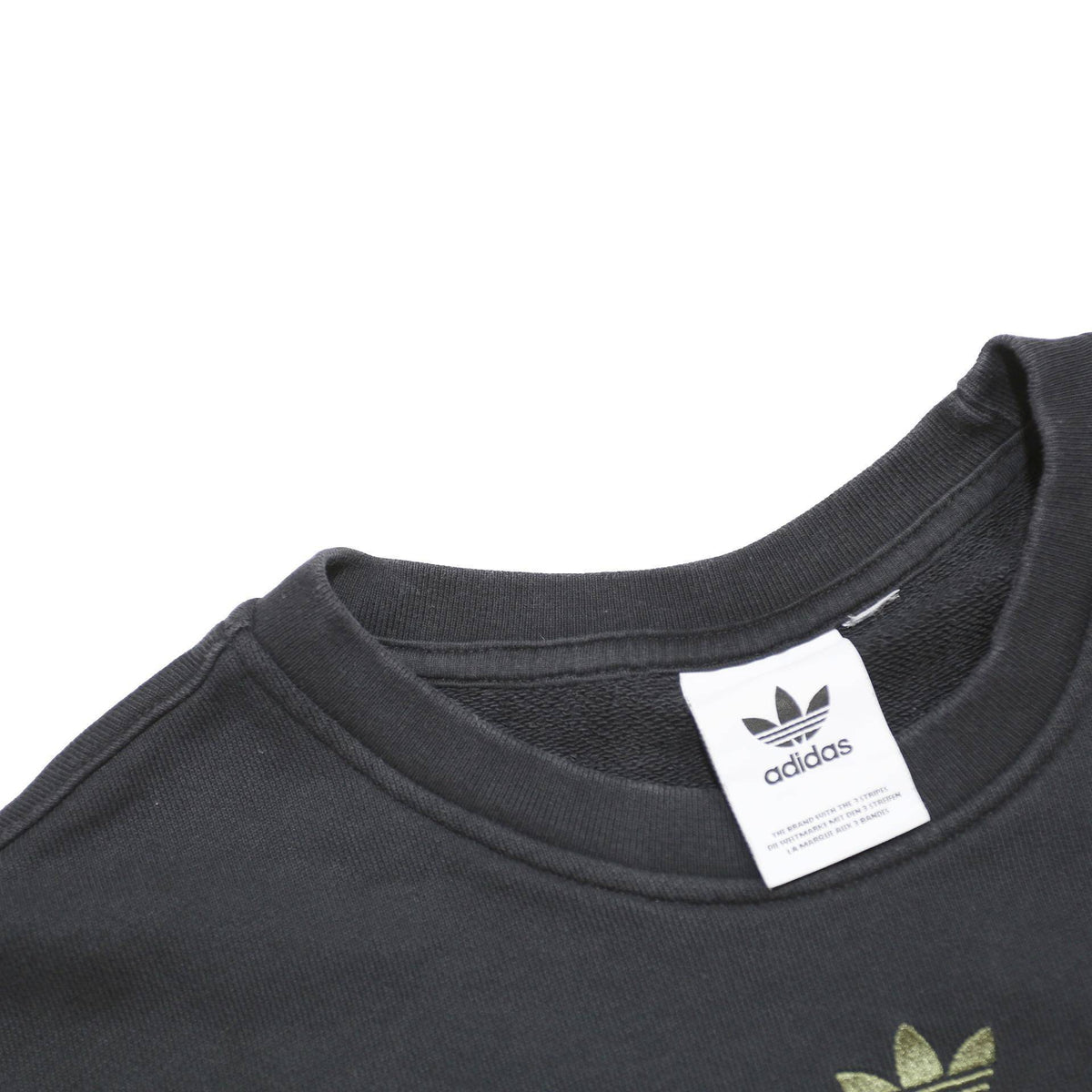 ADIDAS Womens Black & Green Camo Crew Neck L Cotton Blend Sweatshirt