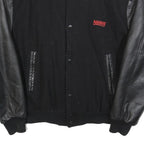 CANADA SPORTSWEAR Mens Black Wool Blend Button Jacket L Leather Sleeves Nestle