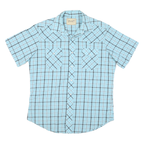 WRANGLER Mens Blue Check Short Sleeve Shirt M Casual Cotton Blend