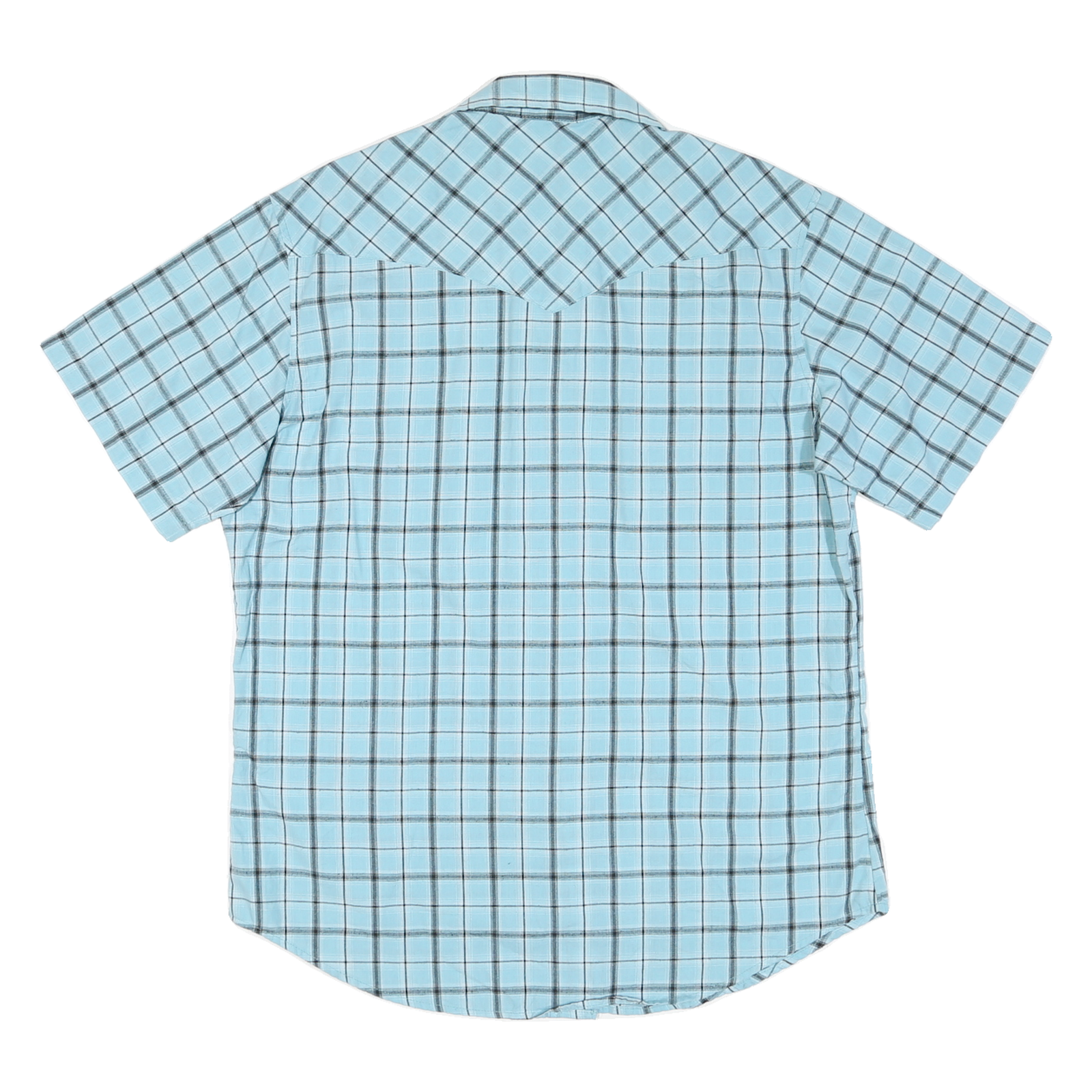 WRANGLER Mens Blue Check Short Sleeve Shirt M Casual Cotton Blend