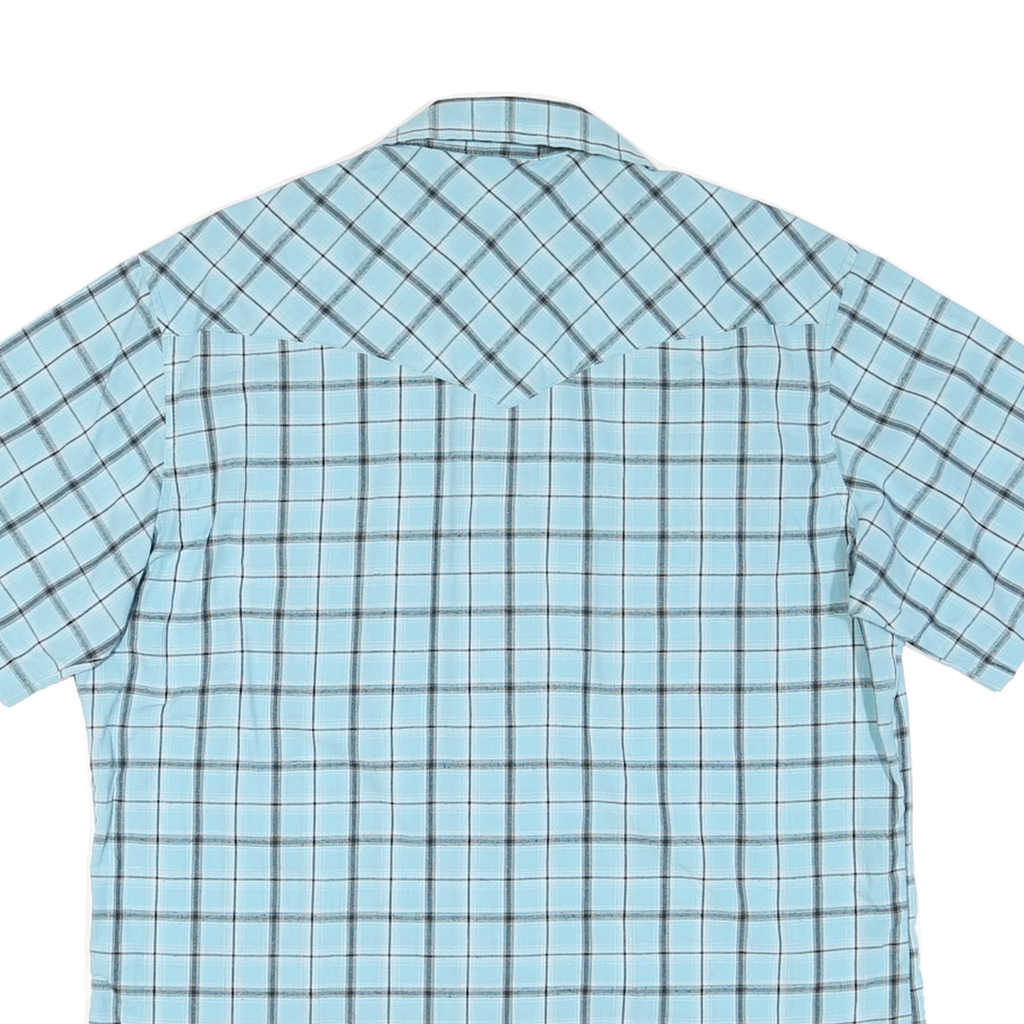 WRANGLER Mens Blue Check Short Sleeve Shirt M Casual Cotton Blend